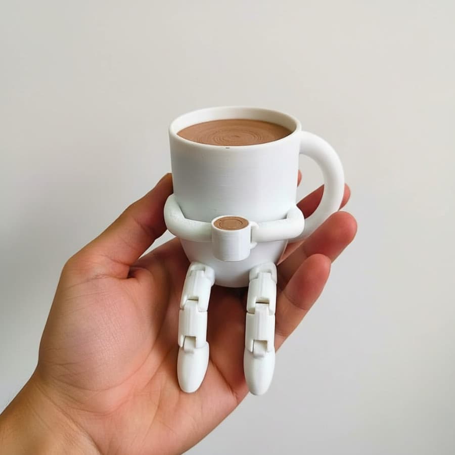 Só Hoje Boneco Xícara de Café Articulado Trend Decoração Criativa 3D Soft Só Hoje