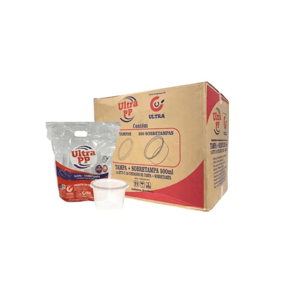 Pote Descartável PP Ultra 500ml Com Tampa 300 Unidades