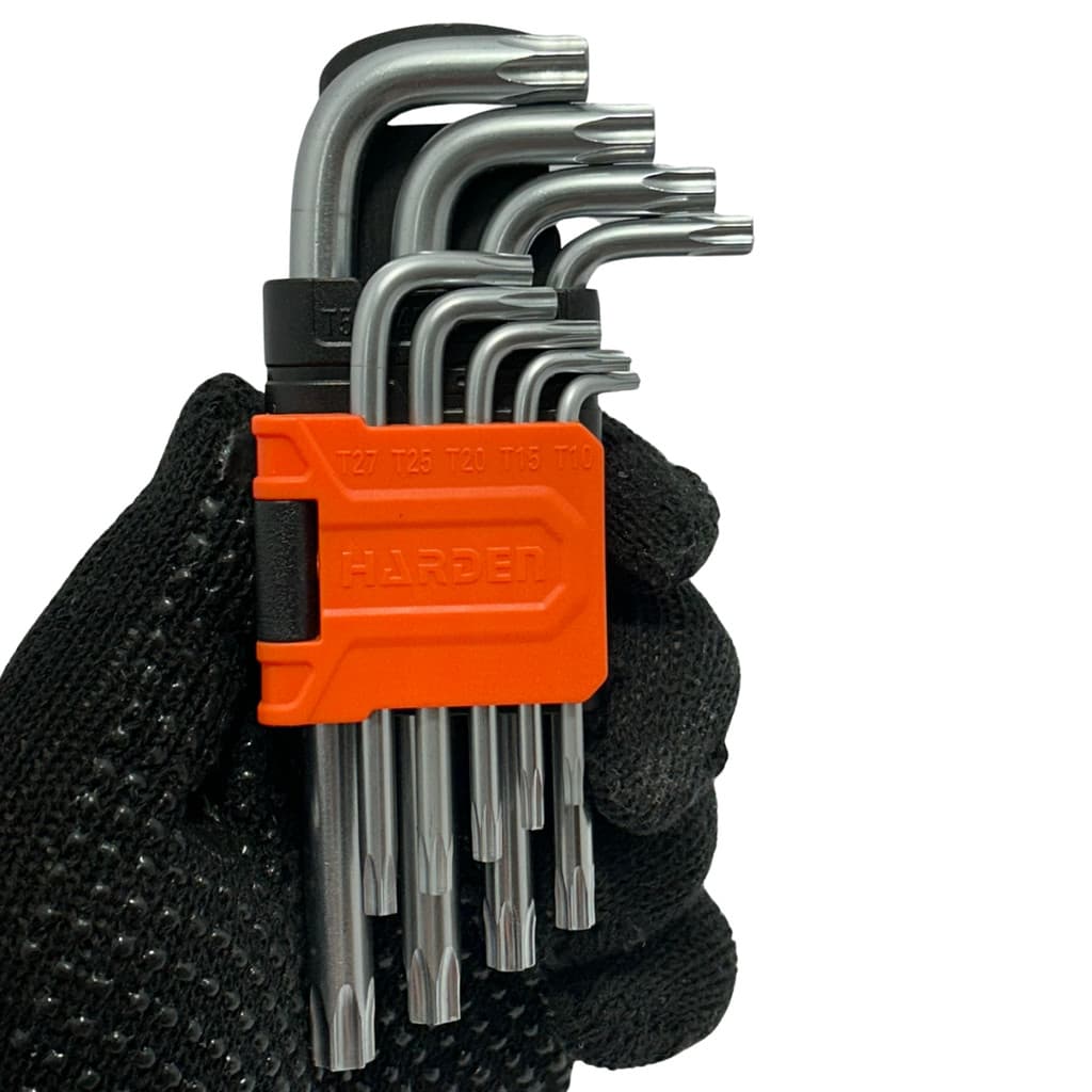 Jogo Chave Torx Curta T10 a T50 9 Peças Com Suporte Aço Cromo Vanádio H540601 Harden