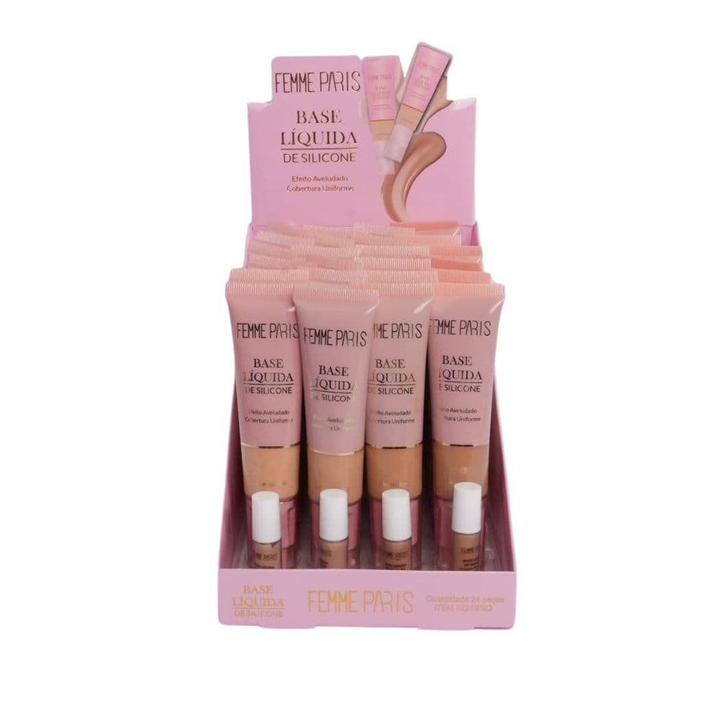 Base Líquida de Silicone Matte Femme Paris Cobertura Uniforme, Efeito Aveludado e Pele Perfeita o Dia Todo FR103
