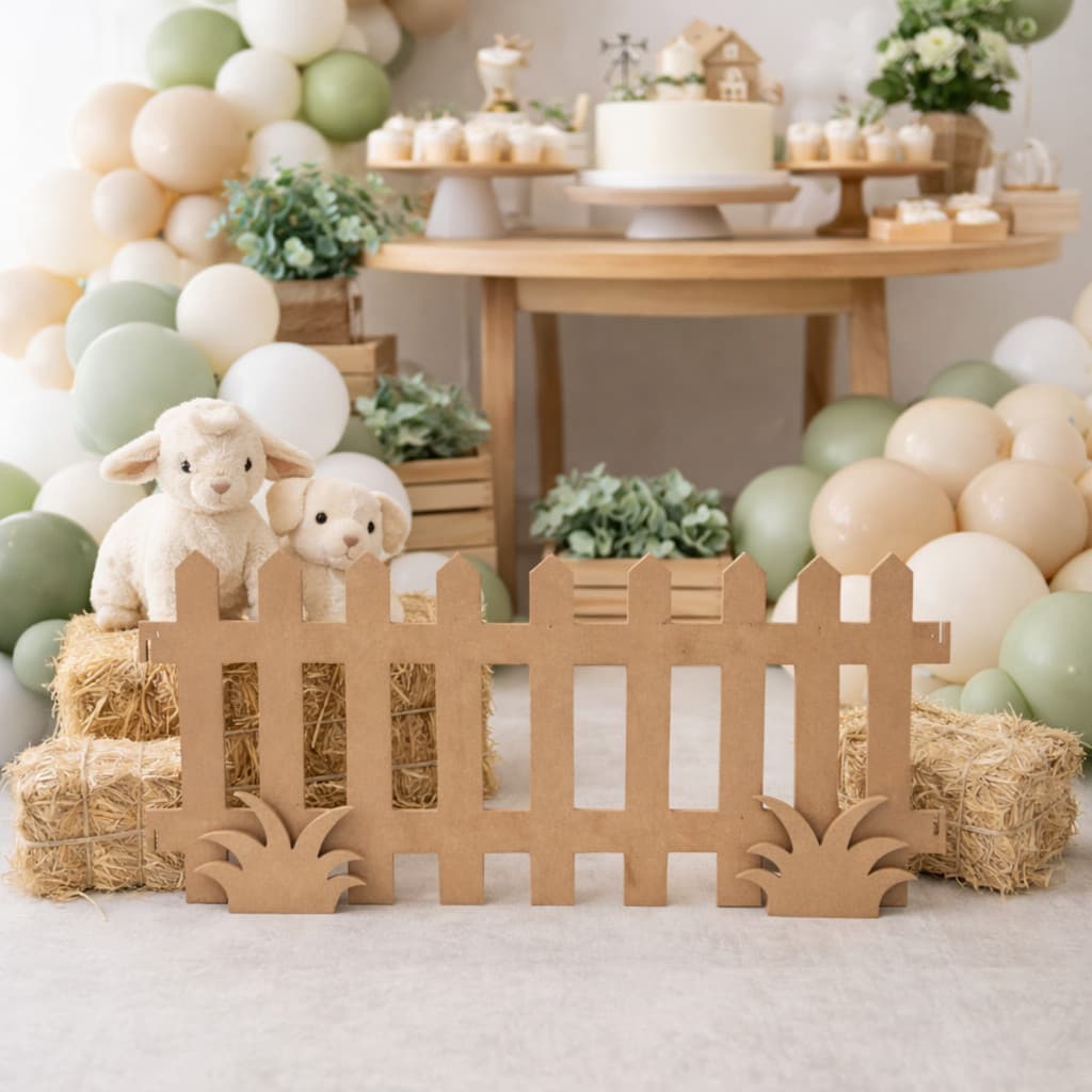 Kit 2 Cercas Decorativas com Grama MDF – Tema Fazendinha Infantil
