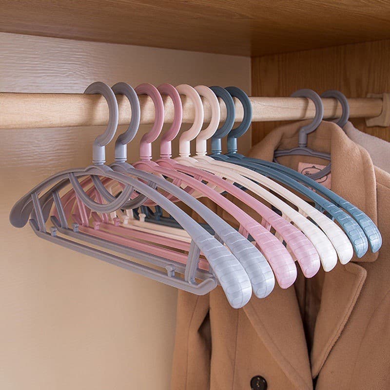 Novo cabide de plástico grosso ombro largo engrossado Anti-deslizamento rack de roupas multifuncional sem costura calças