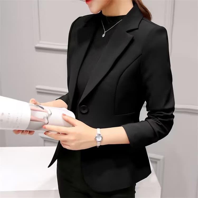Blazer Curto Feminino Slim-Fit Estilo Coreano de Manga Longa, Versátil e Profissional, para Primavera e Outono de 2026