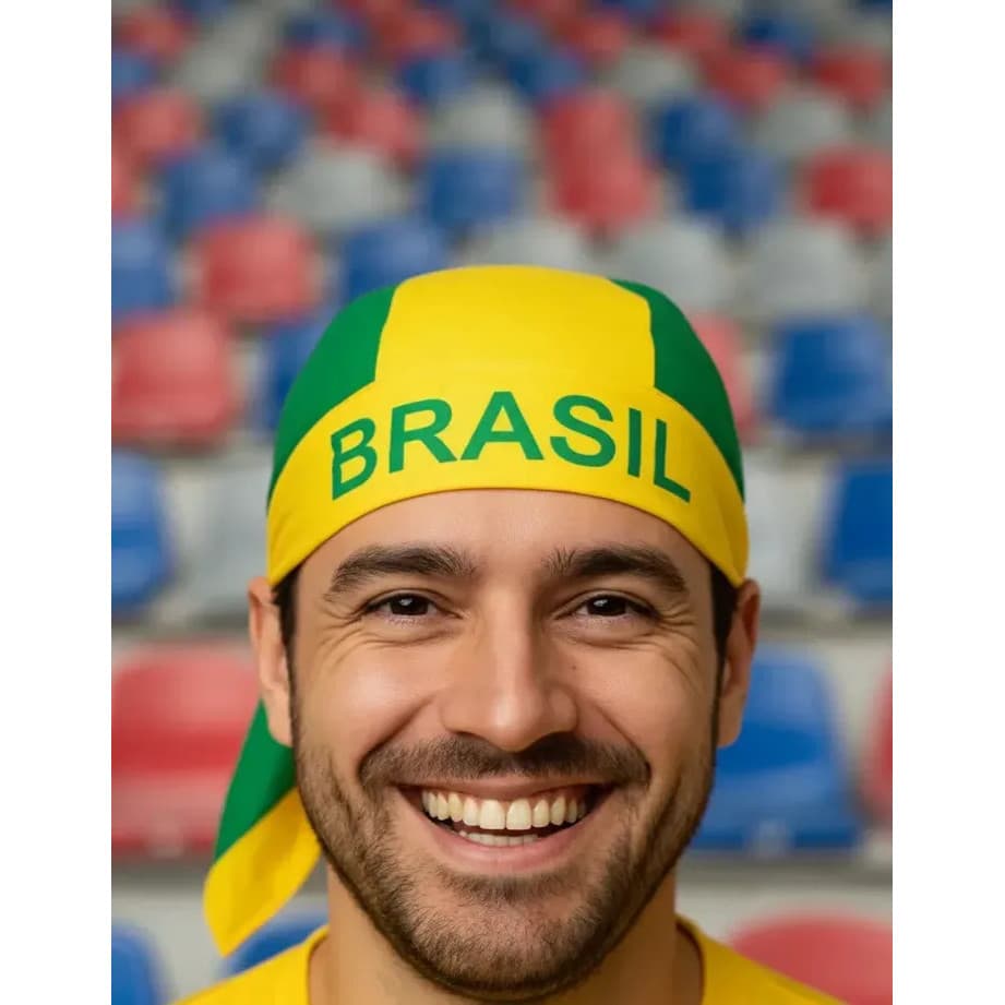 Bandana Faixa Em Tecido Brasil Copa Do Mundo Amarelo Verde