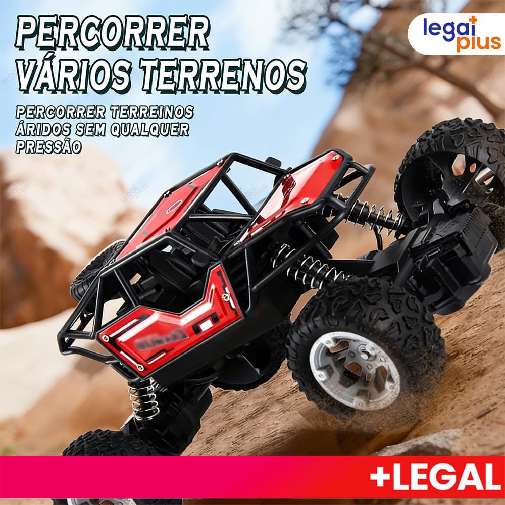 Carrinho Controle Remoto 4x4 Off Road Jeep Recarregável USB Super Resistente Quedas Brinquedo Criança