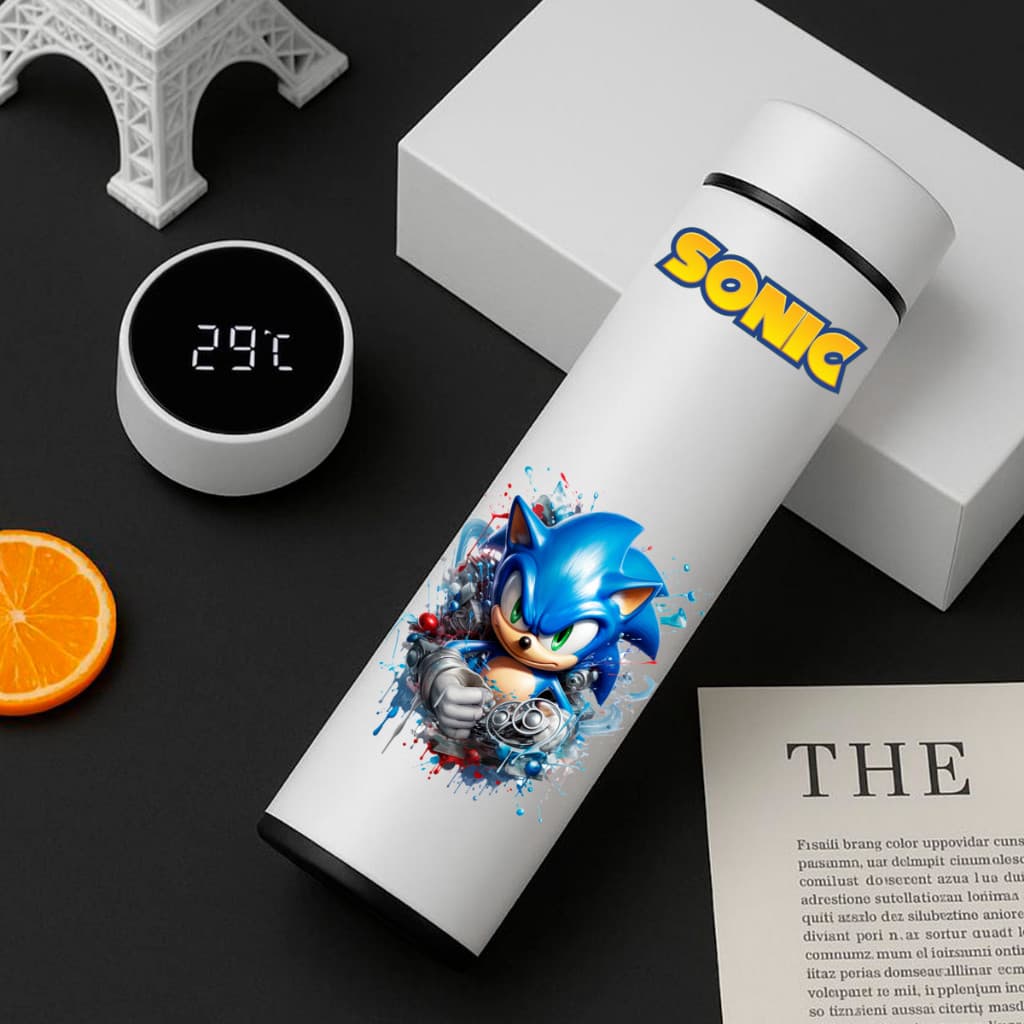 Garrafa Térmica Inox Sonic 500Ml Com Termometro Led Digital Infantil Sonic X