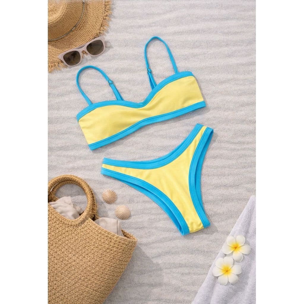 Biquíni Top Sustentação Calcinha Asa-Delta Modelador Verde Amarelo Praia Verão