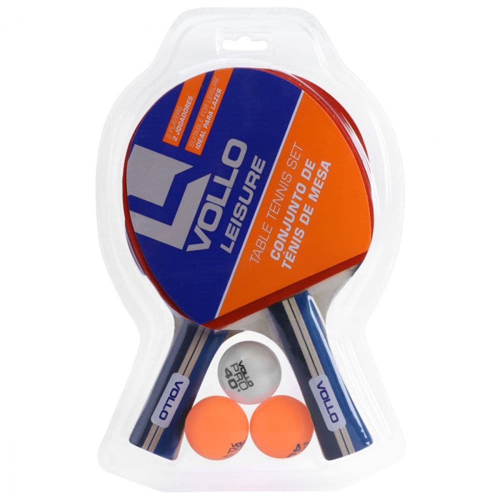 Kit Tênis de Mesa Leisure VT710 com 02 Raquetes e 03 Bolinhas - Vollo