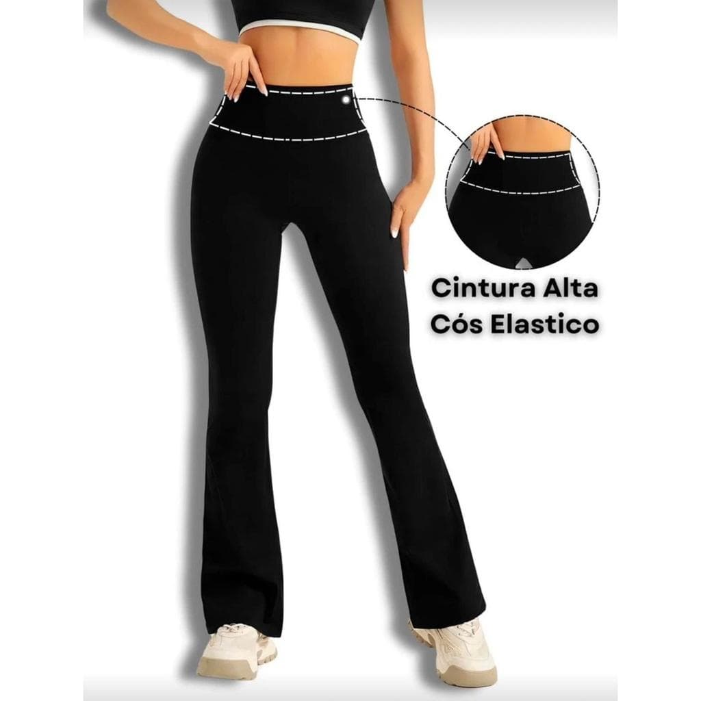 Calça FlareBailarina Wolfox Suplex Básico Cintura Alta