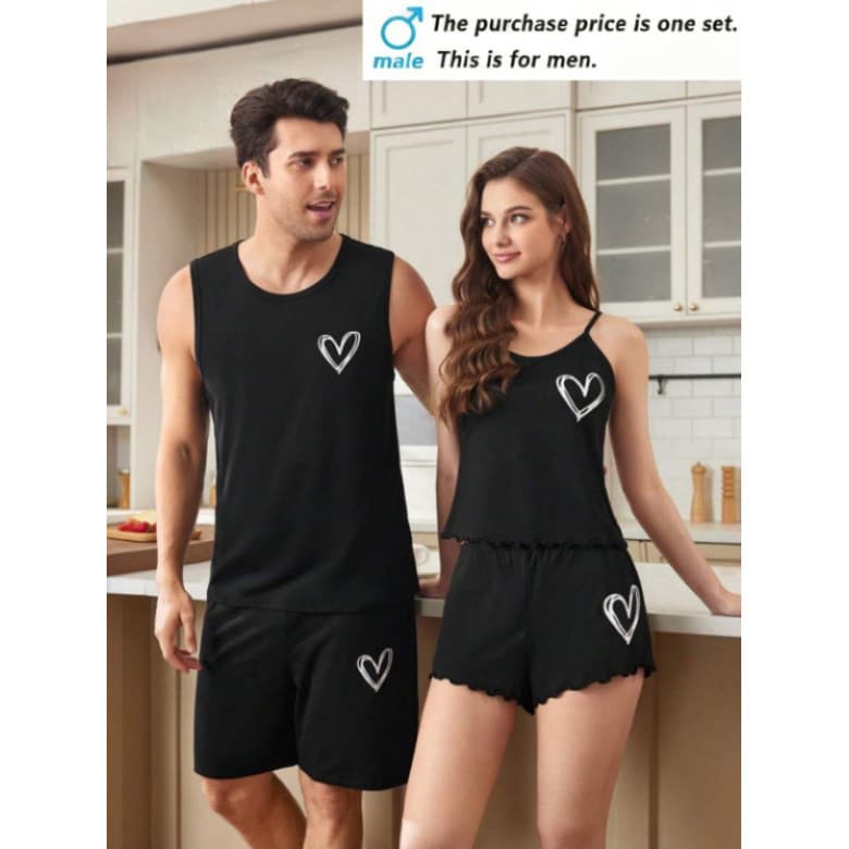 Casal pijamas masculino colete Shorts conjunto verão fino solto tamanho grande Loungewear conjunto de duas peças