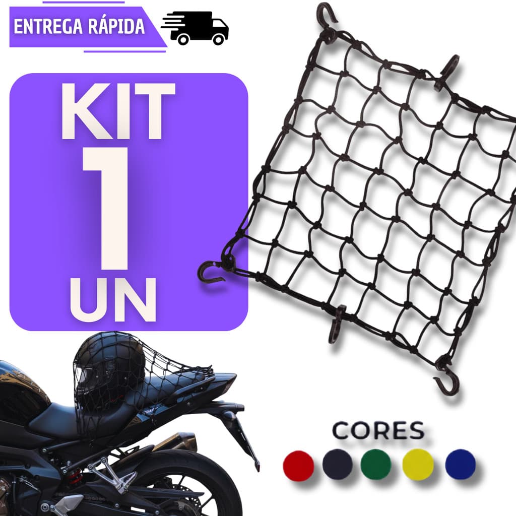 1 Rede Elástica Para Moto Capacete Tipo Aranha Com 6 Ganchos Redinha Acessório