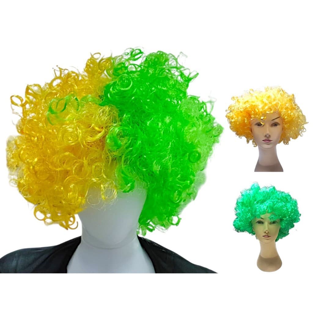 Peruca Black Power Copa Brasil Verde Amarelo Patriota Afro Torcedor Patriota