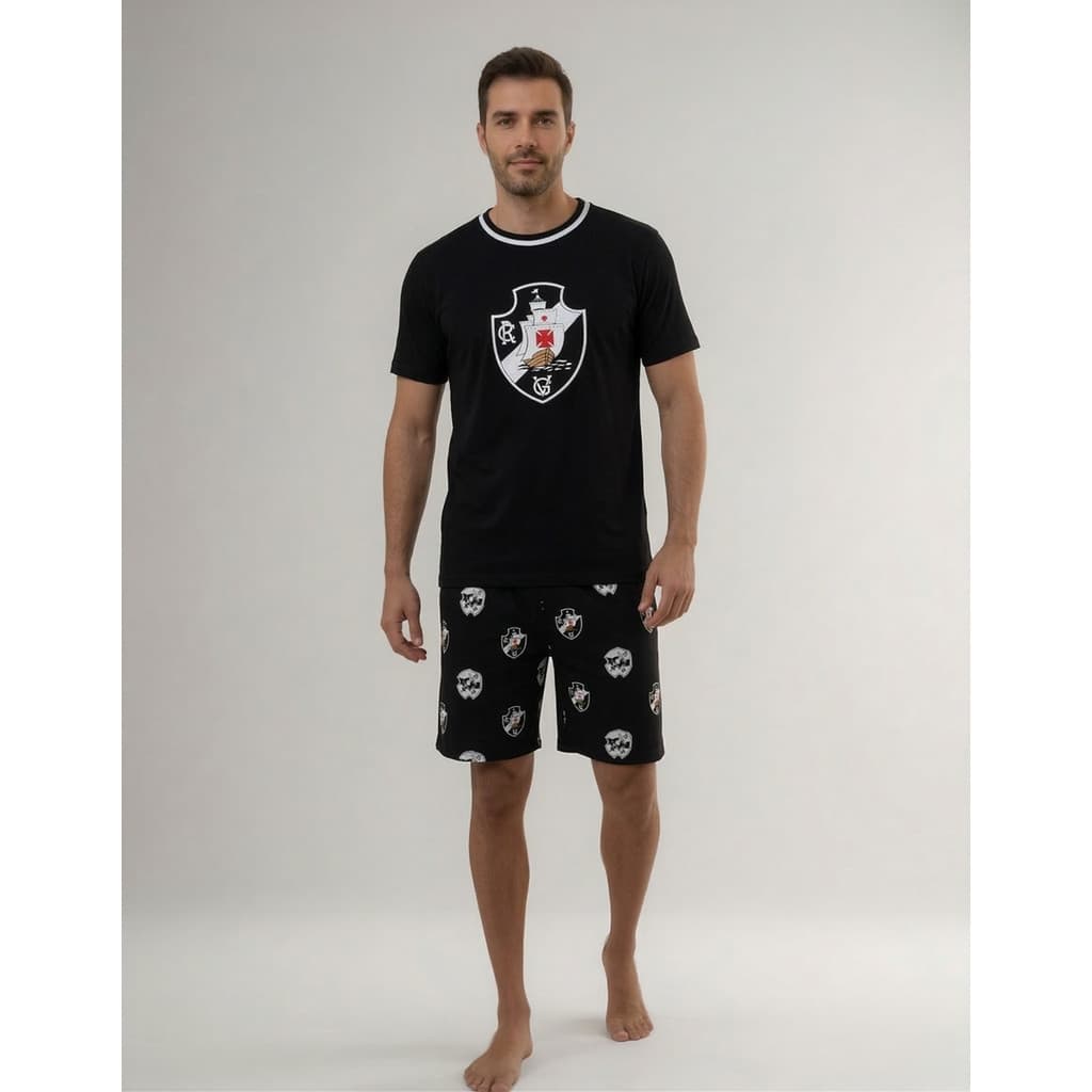 Pijama Vasco Masculino em Malha Verão