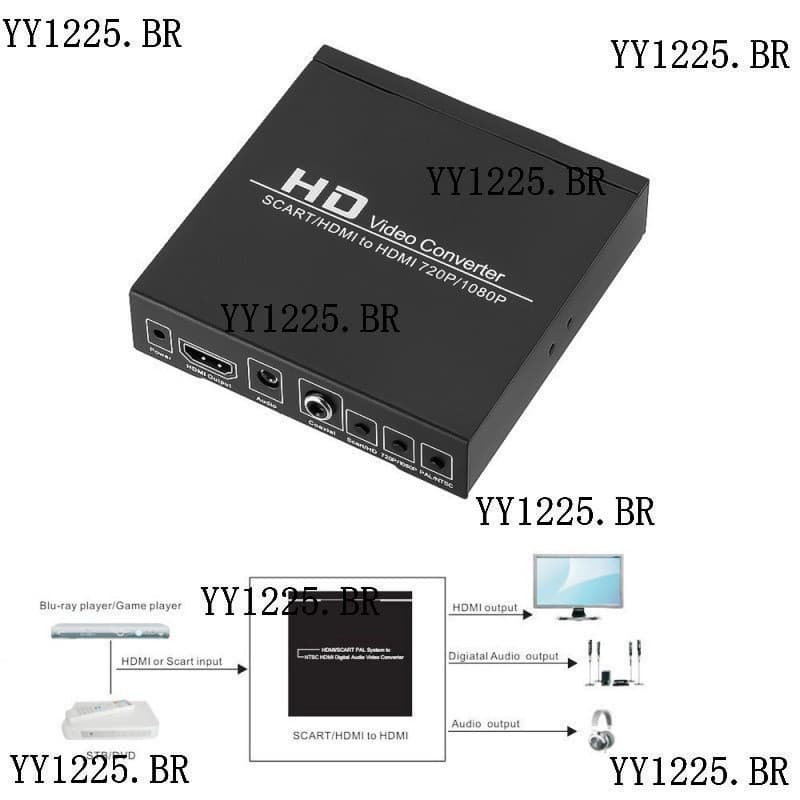 Conversor SCART HDMI Para Full HD 1080P Adaptador De V铆deo Digital De Alta Defini莽茫o HDTV