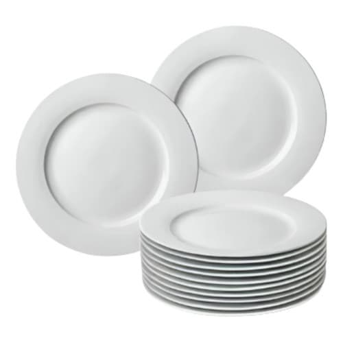Kit 10 Pratos Rasos 28cm Melamina Resistente Branco Liso Branco Lisa