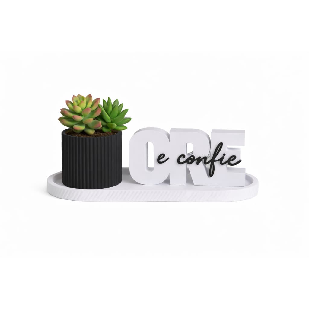 Kit de Decoração “Ore e Confie” -Com Vaso e Bandeja Design Moderno e Elegante para sua casa