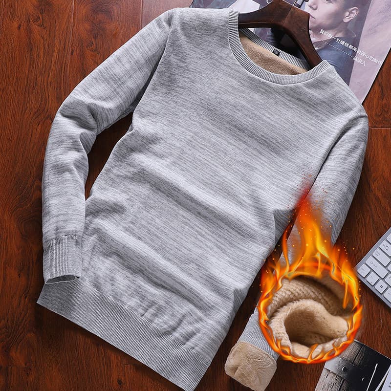 Outono inverno masculino na moda forro de lã engrossado camisola masculina Bottoming em torno do pescoço fino-ajuste que