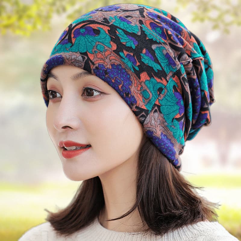 Chapéu de flor feminino outono inverno versão coreana quente Casual pulôver boné de dupla utilização boné babador capa d