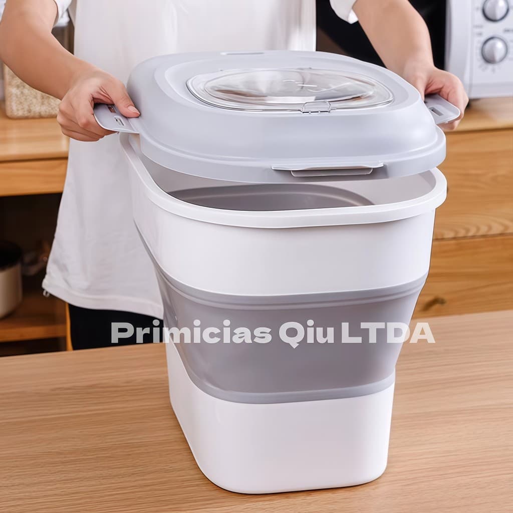 Balde para Mantimentos Silicone 10/20L Dobrável Com Rodízios e Tampa Hermética Compacto BINGO