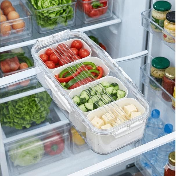 Organizador de Geladeira 4 Compartimentos Hermético