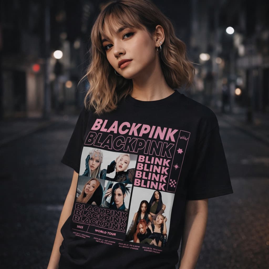 Camisa Grupo Kpop Blackpink Blink World Tour Camiseta Algodão Blink