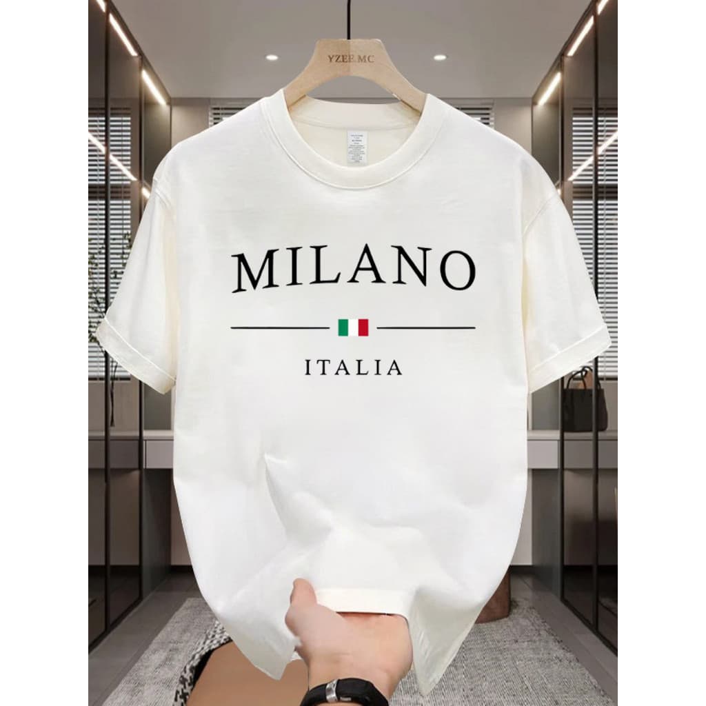 T-shirt de Homem Milano Italia com Gráfico e Gola Redonda