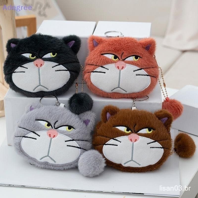 Adegree Bonito Dos Desenhos Animados Gato Bolsa De Moedas De Pelúcia Chaveiro Saco De Armazenamento De Fone De Ouvido Mo