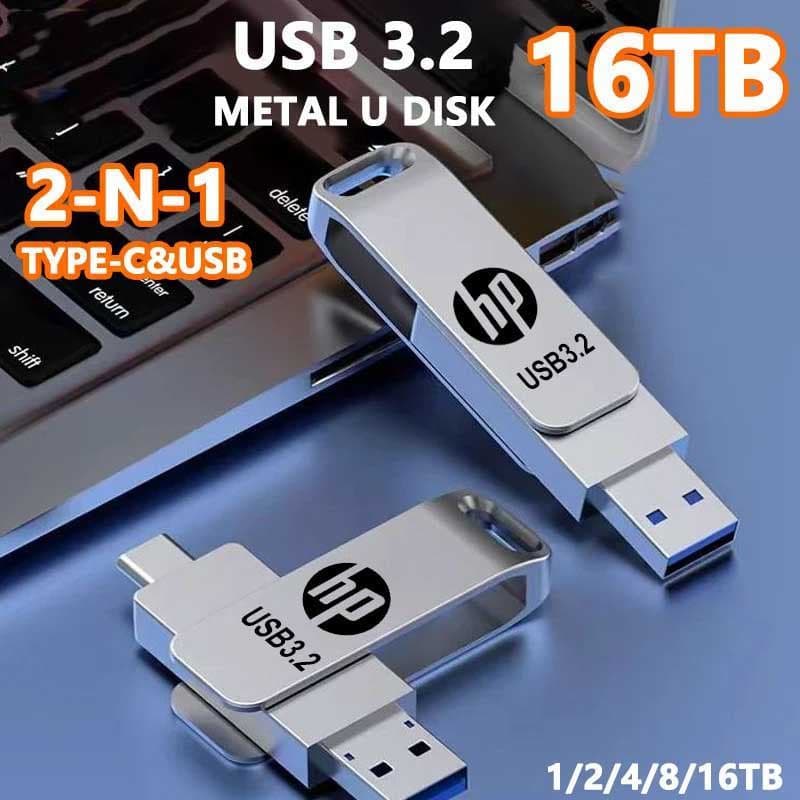 2 Em 1 USB Flash Pen Drive Memória Vara USB3.2 TYPE-C OTG Portátil U Disco 1TB/2TB/8TB/16TB Para Computador Telefone Cel