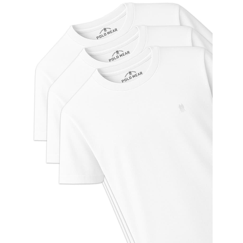 Kit 3 Camisetas Masculinas Básicas Polo Wear Branco