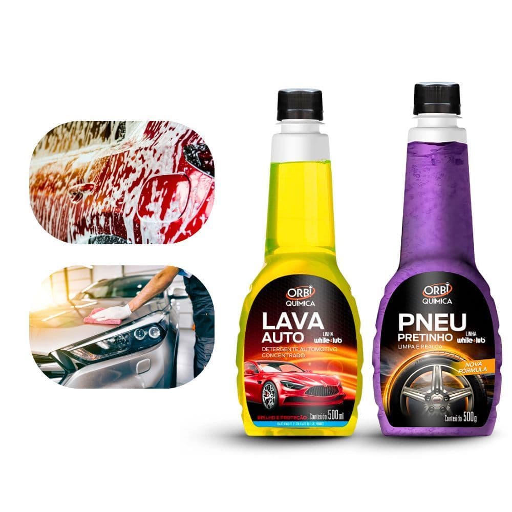 Kit 1 Shampoo Automotivo + 1 Pneu Pretinho Automotivo Orbi 500ml