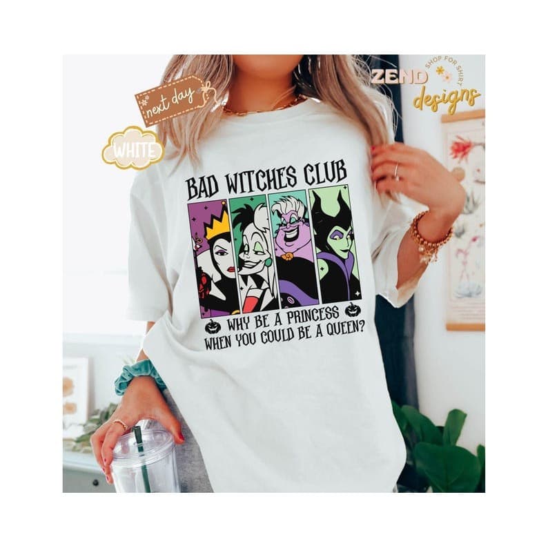 [Camiseta Premium Algodão Puro]LA Camiseta Feminina Casual E Estilosa De Algodão Com Estampa De Uma Bruxa Vilã Da