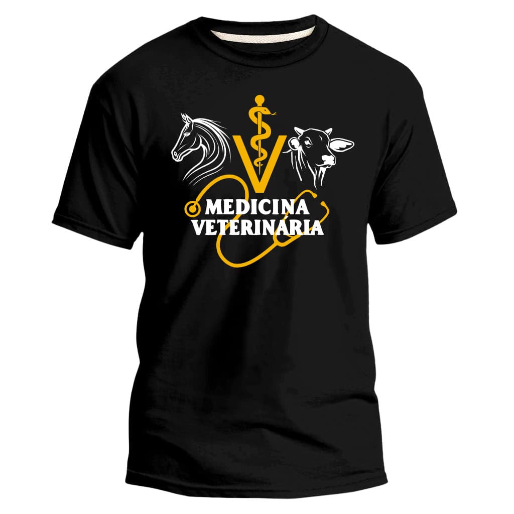 Camiseta Unissex Medicina Veterinária Grandes Camisa 100% Algodão Volta as Aulas Trabalho Faculdade