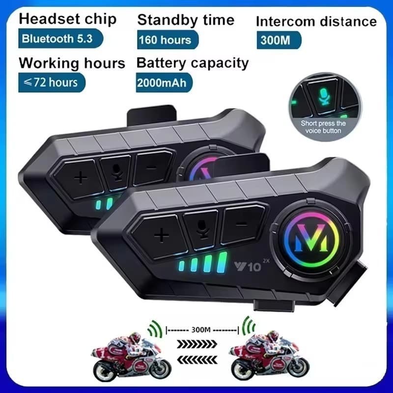1/2Pcs Intercomunicador Sem Fio Bluetooth Para Motocicleta 300M Redução De Ruído À Prova D'água