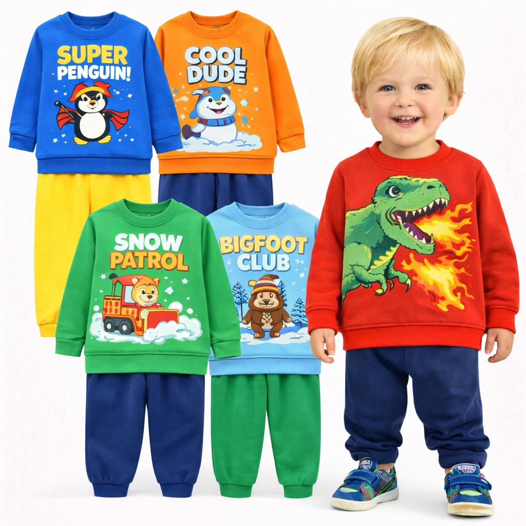 Kit Sortido 2 ou 6 Peças Peças Moletom Inverno Menino Infantil Bebê Conjunto Infantil Menino Super Quente Blusa e Calça