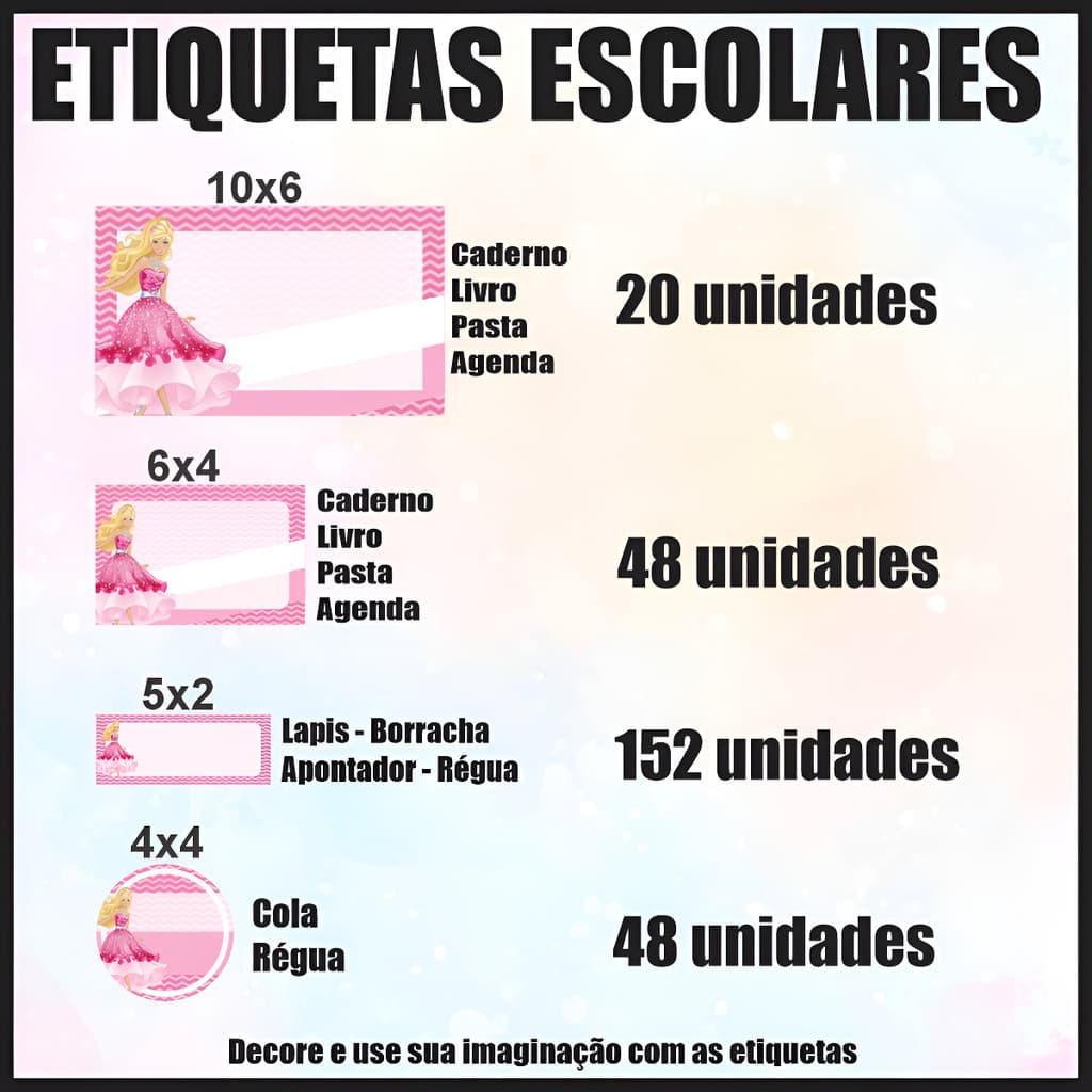 Etiqueta Adesiva Escolar Em Vinil Tema Personagem Diverso.