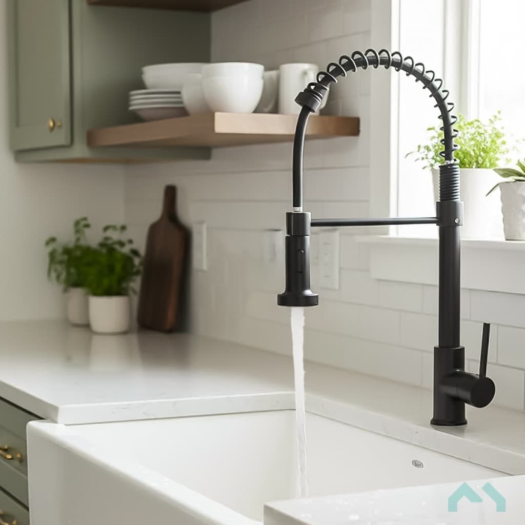 Torneira Cozinha Gourmet Misturador Ducha Duo Spray Preto Acabamento Fosco