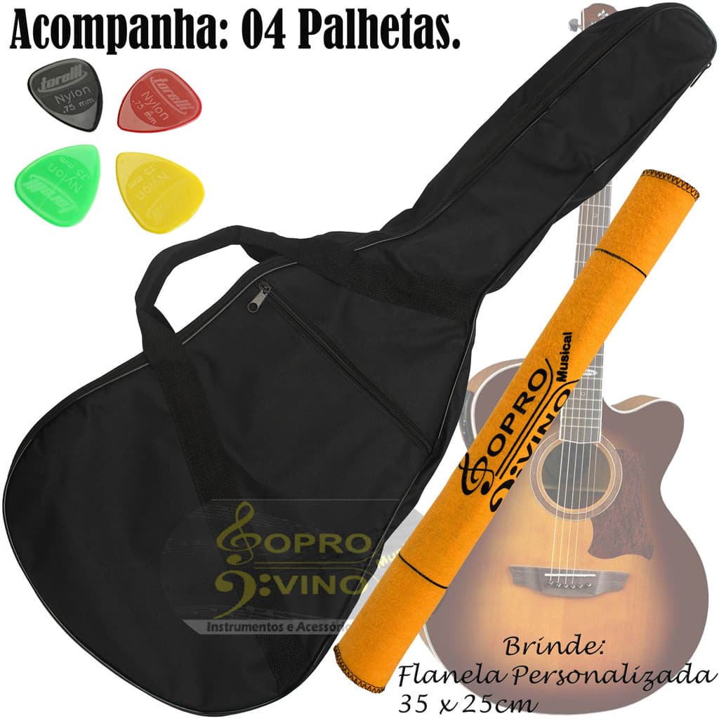 Capa Violão Jumbo Elétrico Slim Protection Bags Preto
