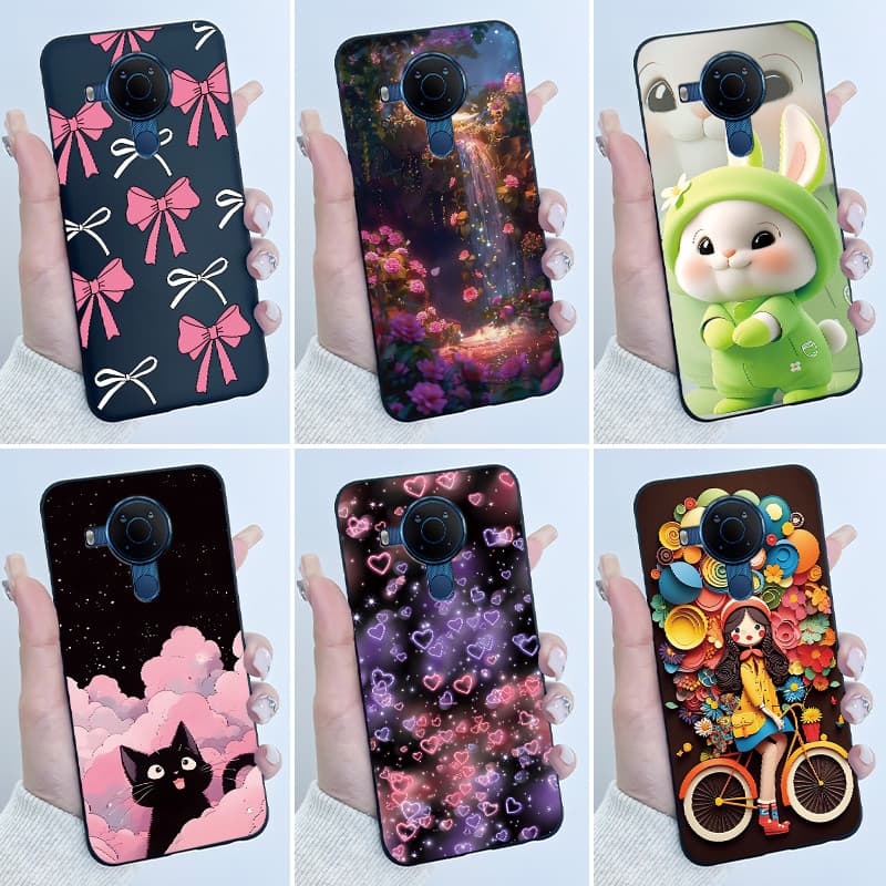 Para Nokia 5.4 Caso 3.4 5.3 Capa De Luxo Bonito Amor Coelho Engraçado Preto Macio Silicone Protetor Do Telefone Pára-Cho