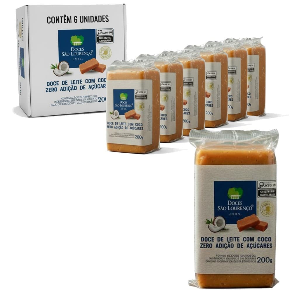 Kit c/ 6und Doce de Leite c/ Coco ZERO SÃO LOURENÇO 200g