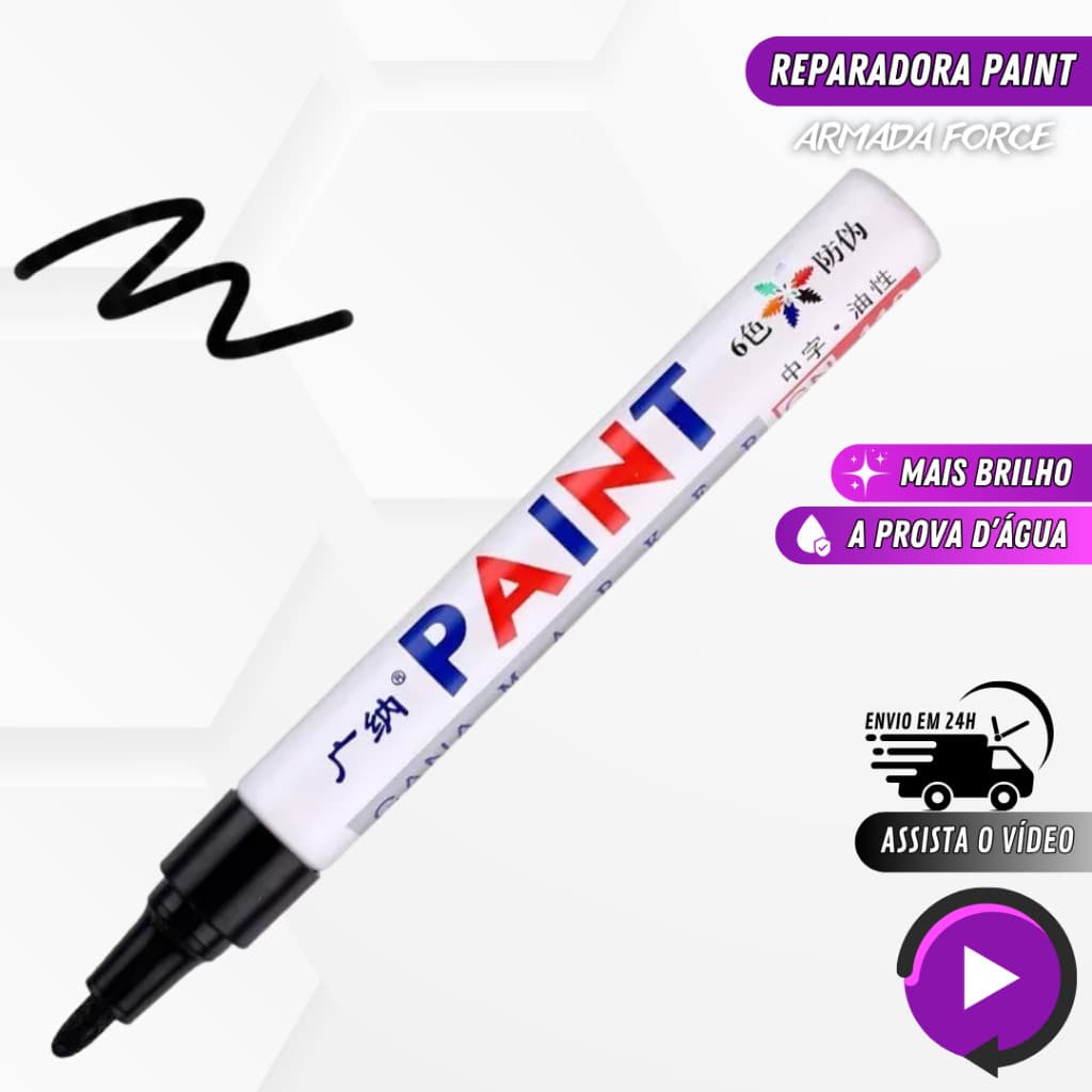 Caneta Paint Reparadora Pintura Automotiva Permanente Não Sai Na Água Tira Riscos Carro Moto Placa