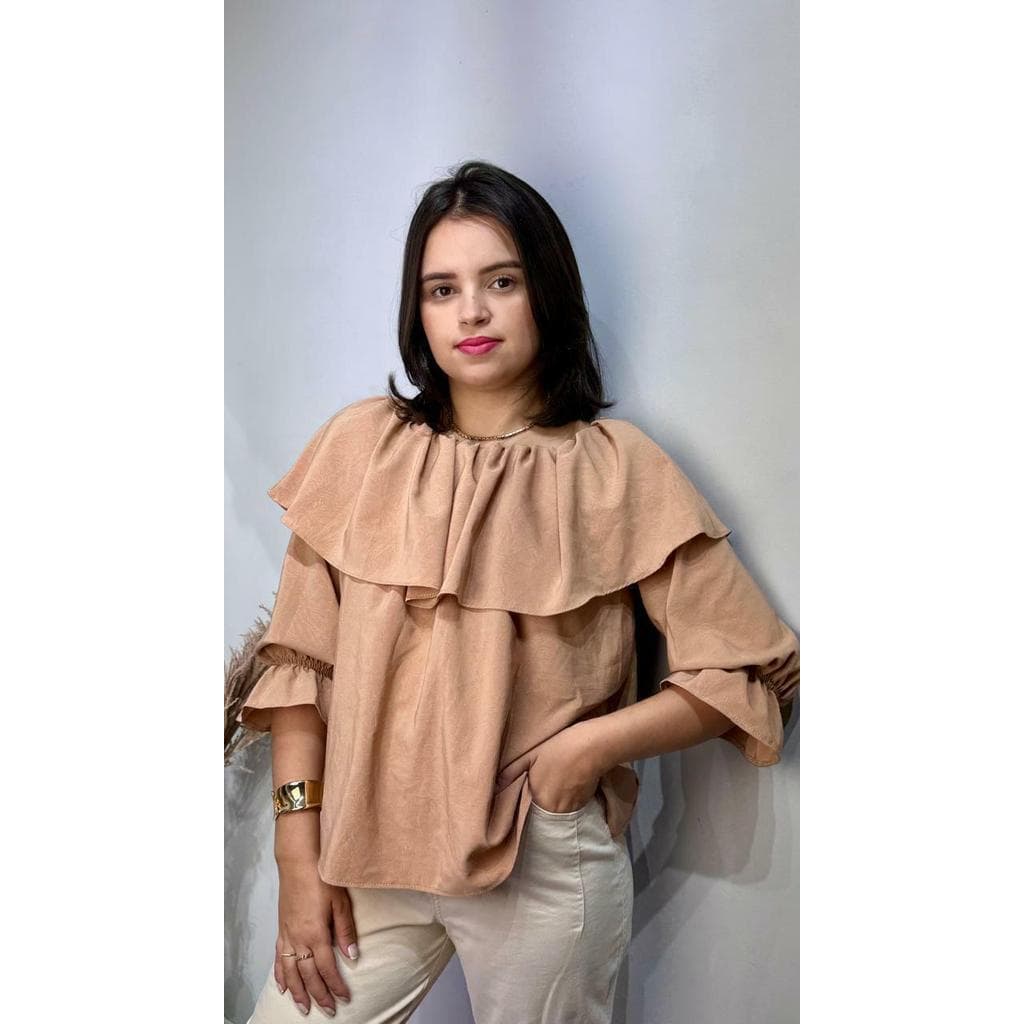 BLUSA ESTILO BATA COM BABADO BOHO CHIC