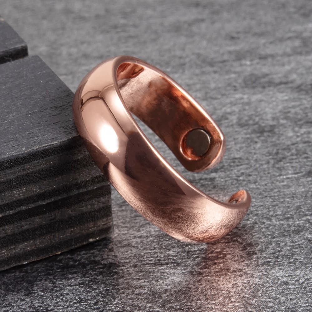 Anéis De Cobre Puro Magnéticos Acabados Energia Saúde Superfície Lisa Jóias Minimalistas De 6mm Dedo Aberto Ajustável
