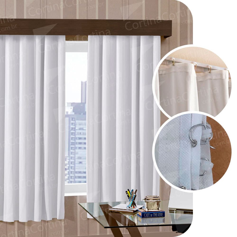 Cortina Blackout Corta Luz Plástico PVC Trilho 2,80x2,30m Branco Cinza - Cortina Cortina