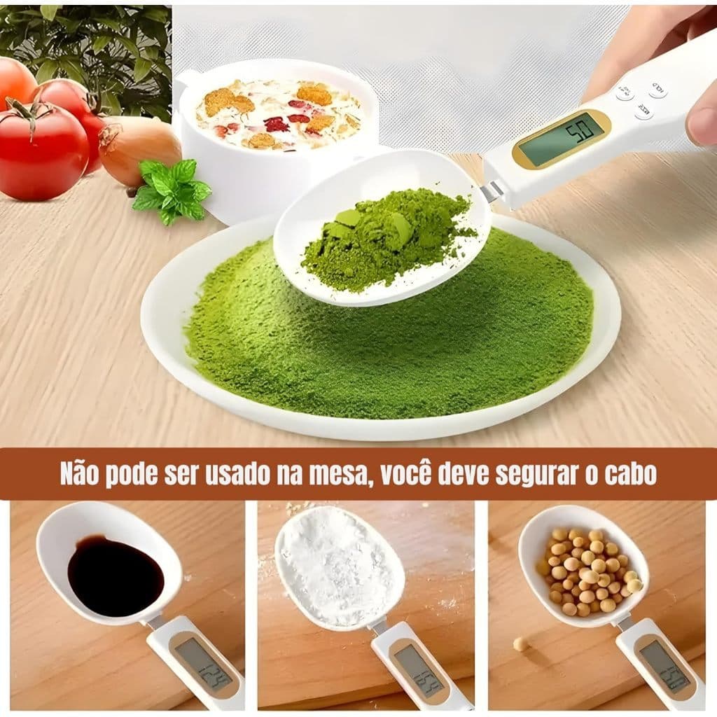 Colher Medidora Digital Balança Precisão Peso Gramas Dosador Cozinha Dieta Fitness