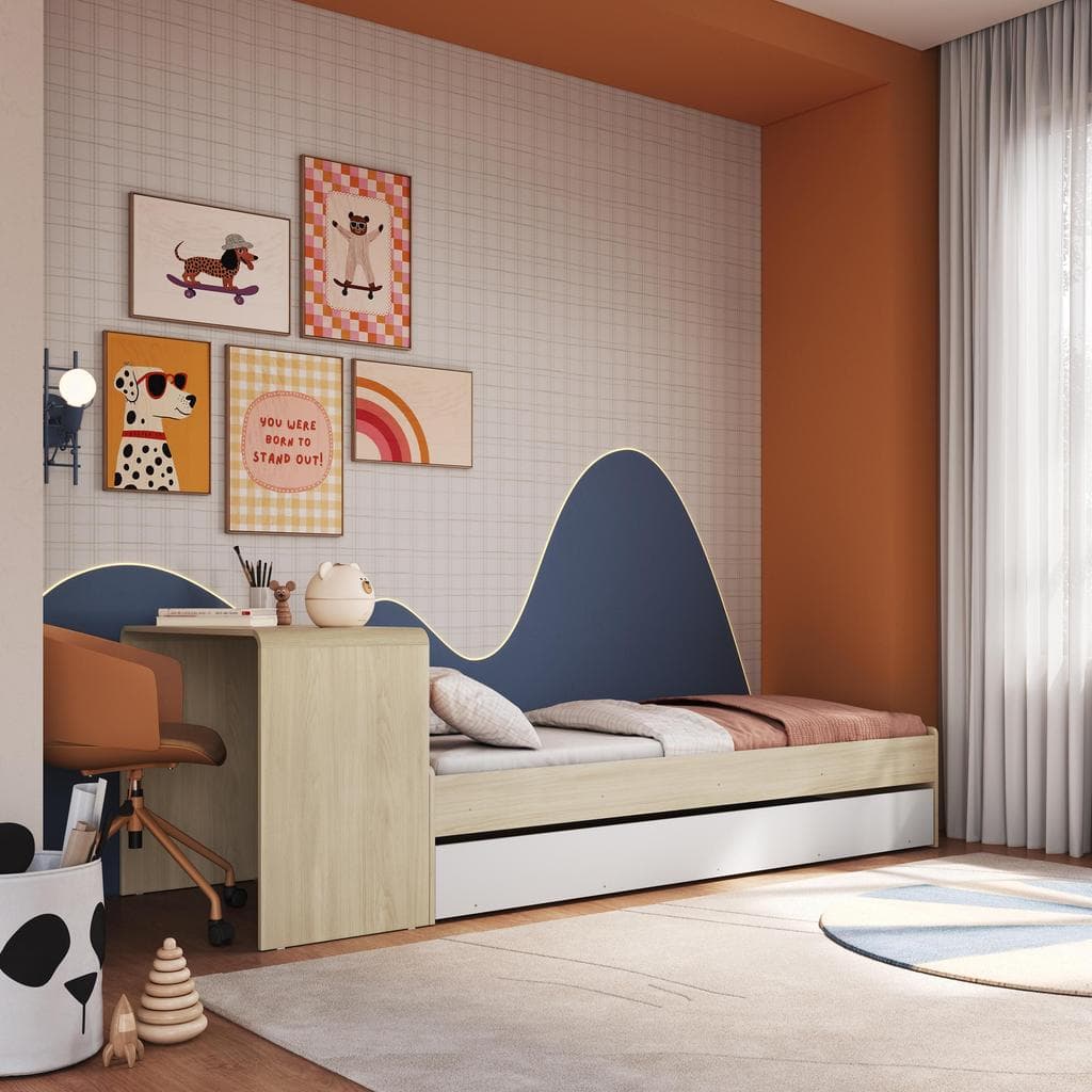 Cama Infantil Solteiro Multifuncional com Escrivaninha Integrada Cama Auxiliar para Quarto Infantil