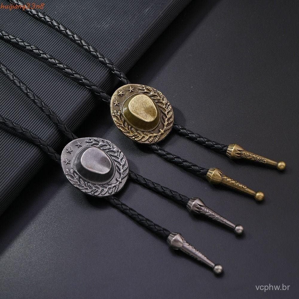 Colar Bolo Americano HUIJIANG , Pingente De Chapéu De Cowboy Boho Turquesa Com Contas , Estilo Country Ocidental