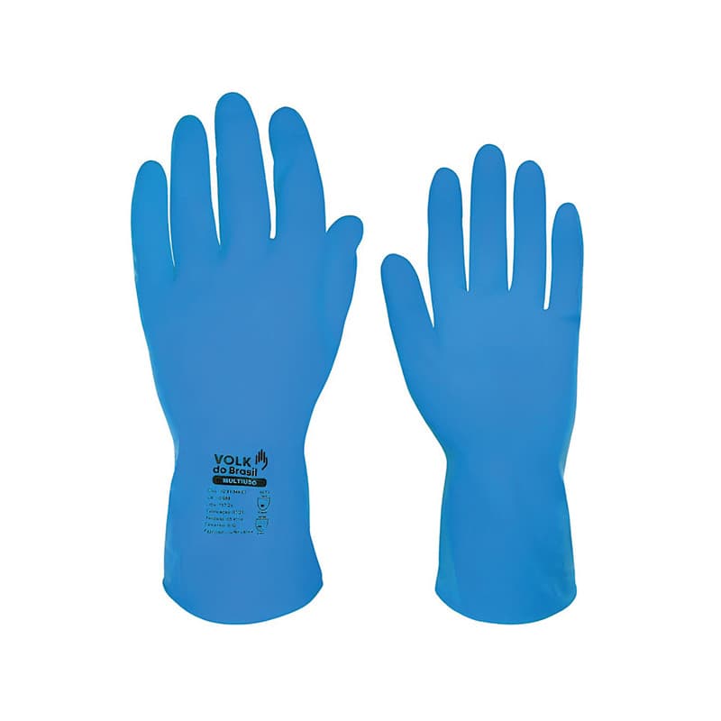 KIT 12 Luvas de Látex Natural Multiuso Flocada - Proteção Contra Riscos Mecânicos e Químicos - C.A. 10695