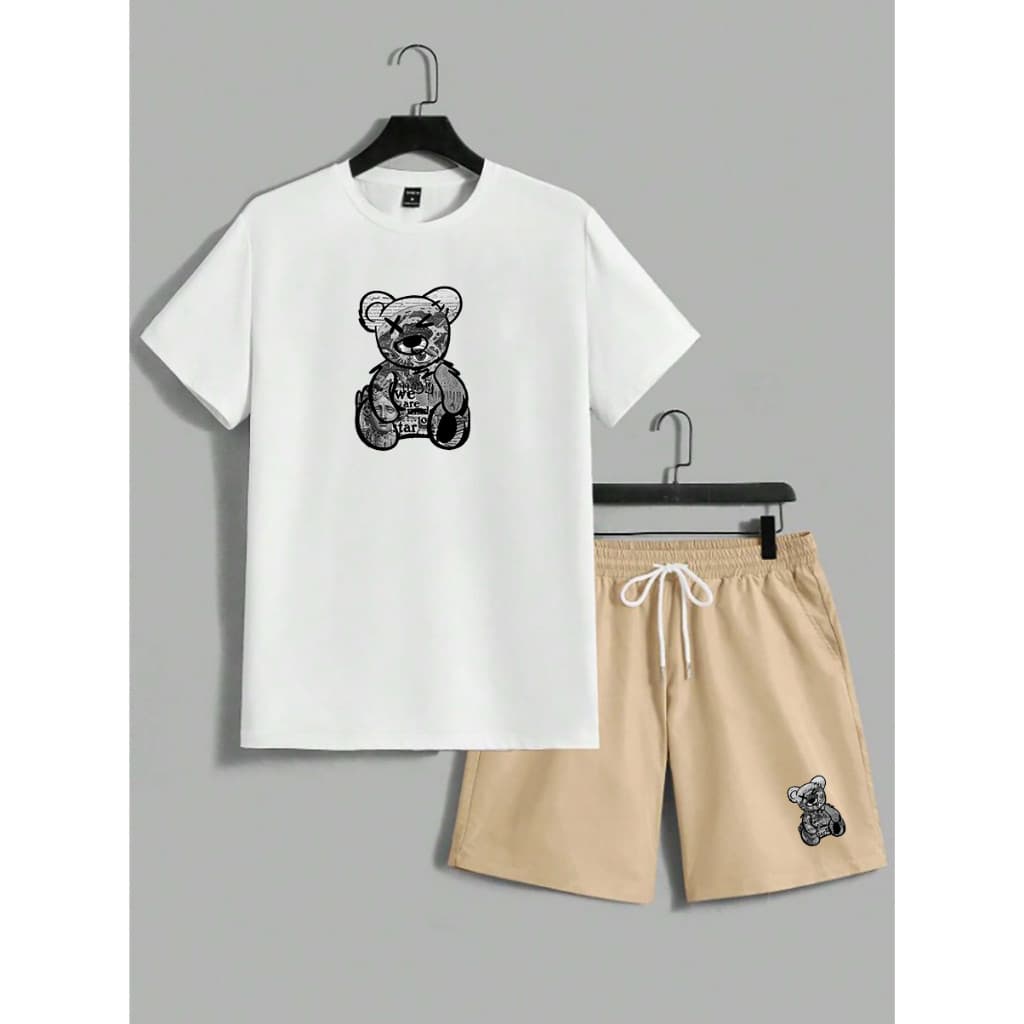 Kit Camiseta 30.1 e Short Tectel Conjunto Urso New Jornal Urbans Life Masculino Lançamento