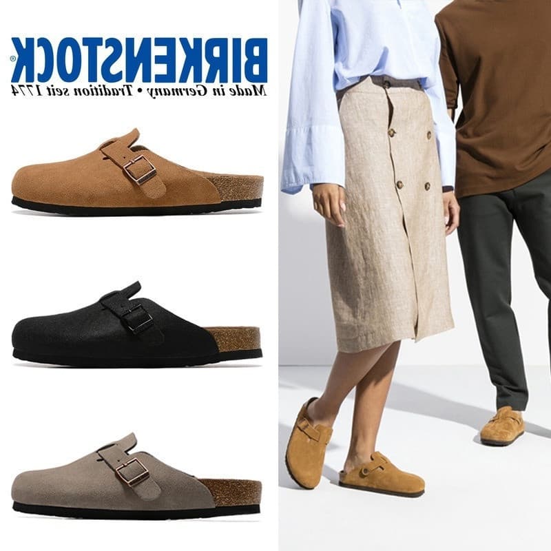 Sandálias Birken Masculinas E Femininas Chinelos De Couro Cortiça Meia JQ7T