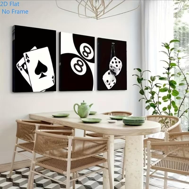 Quadro Decorativo Cassino Vegas - Sorte no Jogo P&B